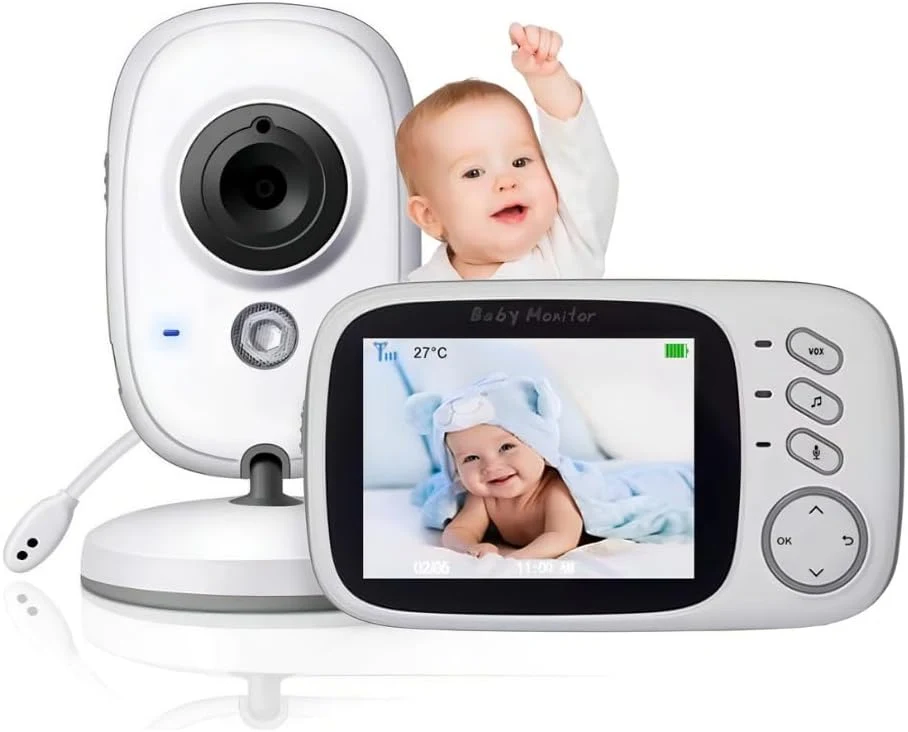 Babá Eletrônica para Bebê Tela 3.2 Polegadas Com Monitor Visão Noturna Câmera Audio Sensor de Temperatura