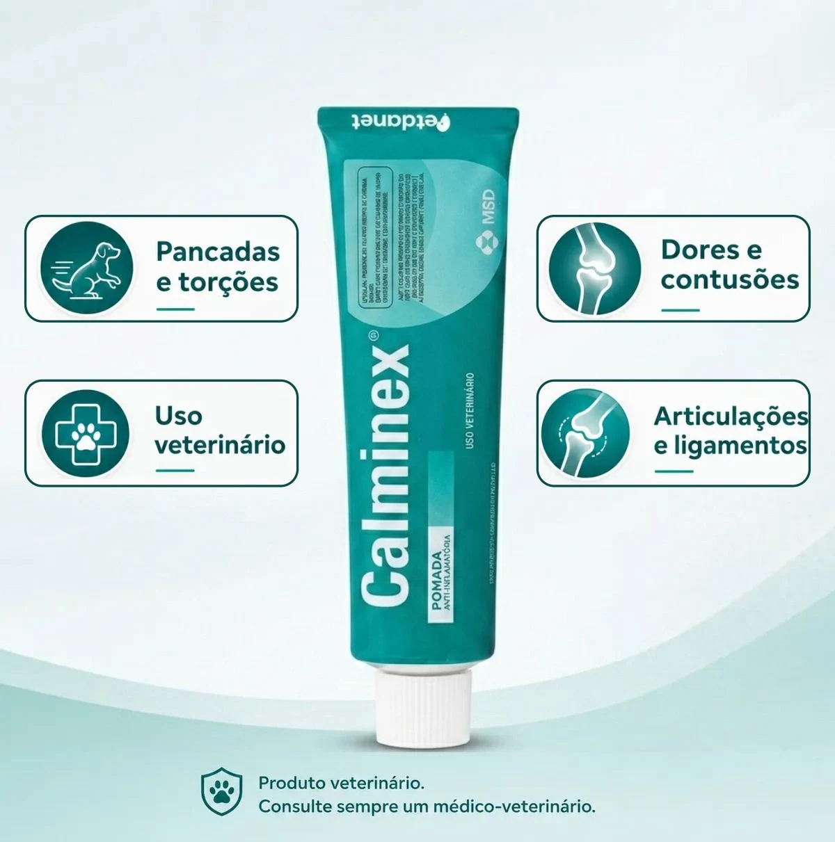 Calminex Pomada Pet Anti-inflamatória Para Dores Musculares Alívio Imediato