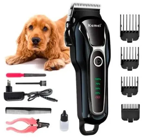 Máquina de Tosa Pet Profissional Sem Fio Silenciosa USB Aparador de Pelos para Cães e Gato com 4 Pentes