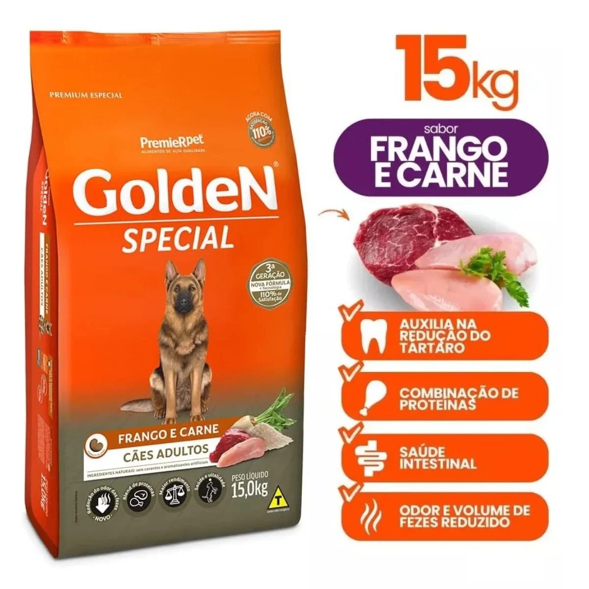 Ração Golden Special Cães Adultos Sabor Frango E Carne 15kg
